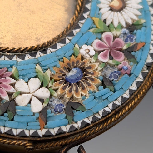 Antique Micro Mosaic Decorated Brass Small Photo Frame, Photo Frame/Portrait